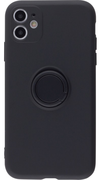Hülle iPhone 11 Pro - Soft Touch mit Ring - Schwarz