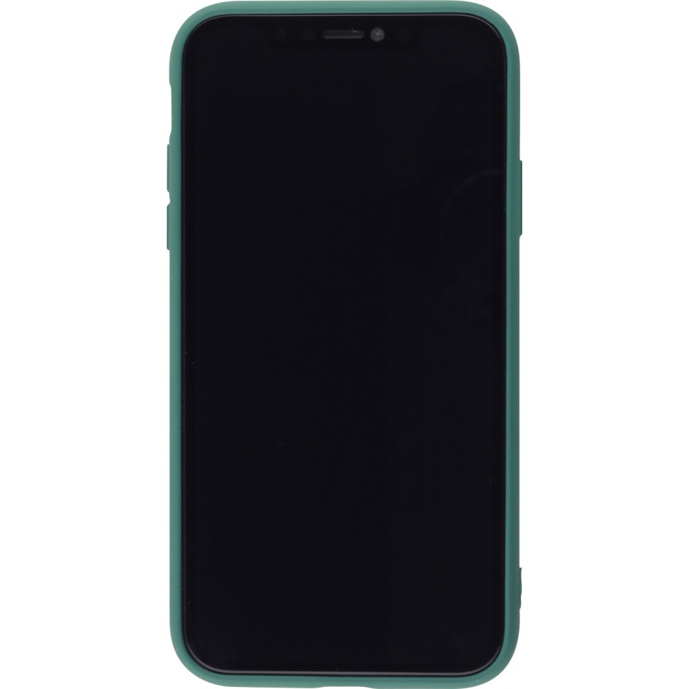 Coque iPhone 11 - Soft Touch avec anneau - Vert foncé