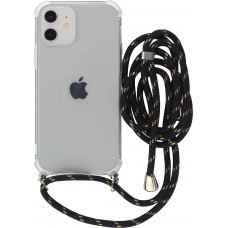Hülle iPhone 15 Pro Max - Gummi transparent mit Seil schwarz - Gold