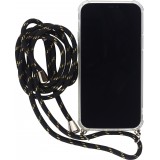 Hülle iPhone 15 Pro Max - Gummi transparent mit Seil schwarz - Gold