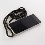 Hülle iPhone 15 Pro Max - Gummi transparent mit Seil schwarz - Gold