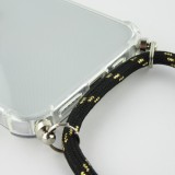 Hülle iPhone 15 Pro Max - Gummi transparent mit Seil schwarz - Gold