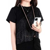 Hülle iPhone 15 Pro Max - Gummi transparent mit Seil schwarz - Gold