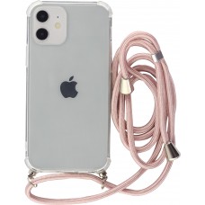 Hülle iPhone 16e - Gummi transparent mit Seil rosa - Gold