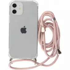 Coque iPhone 16 Pro - Gel transparent avec lacet or - Rose
