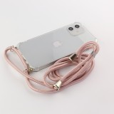 Hülle iPhone 16e - Gummi transparent mit Seil rosa - Gold