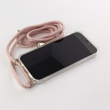 Hülle iPhone 16e - Gummi transparent mit Seil rosa - Gold