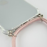 Hülle iPhone 16e - Gummi transparent mit Seil rosa - Gold