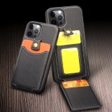 Hülle iPhone 13 Pro Max - Qialino Wallet Kartenhalter Echtleder - Schwarz