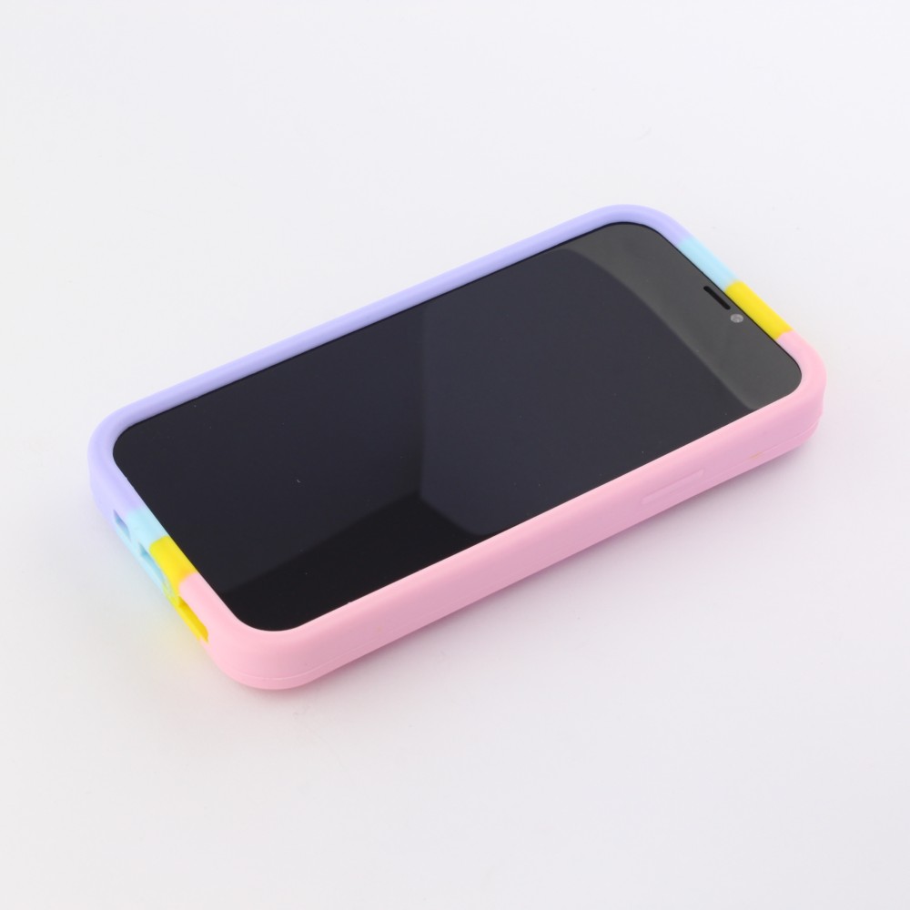 Coque iPhone 12 Pro Max - Silicone jeu éclate bulles anti-stress arc-en-ciel