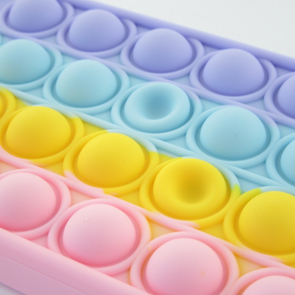 Coque iPhone 12 Pro Max - Silicone jeu éclate bulles anti-stress arc-en-ciel