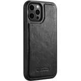 Coque iPhone 12 Pro Max - ICARER cuir v&eacute;ritable Oil Wax Premium - Noir