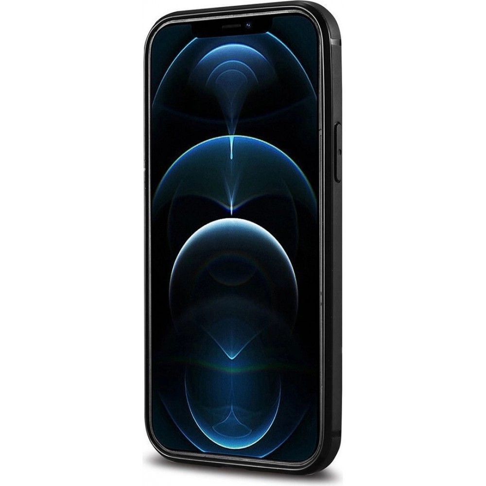 Coque iPhone 12 Pro Max - ICARER cuir v&eacute;ritable Oil Wax Premium - Noir