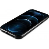 Coque iPhone 12 Pro Max - ICARER cuir v&eacute;ritable Oil Wax Premium - Noir