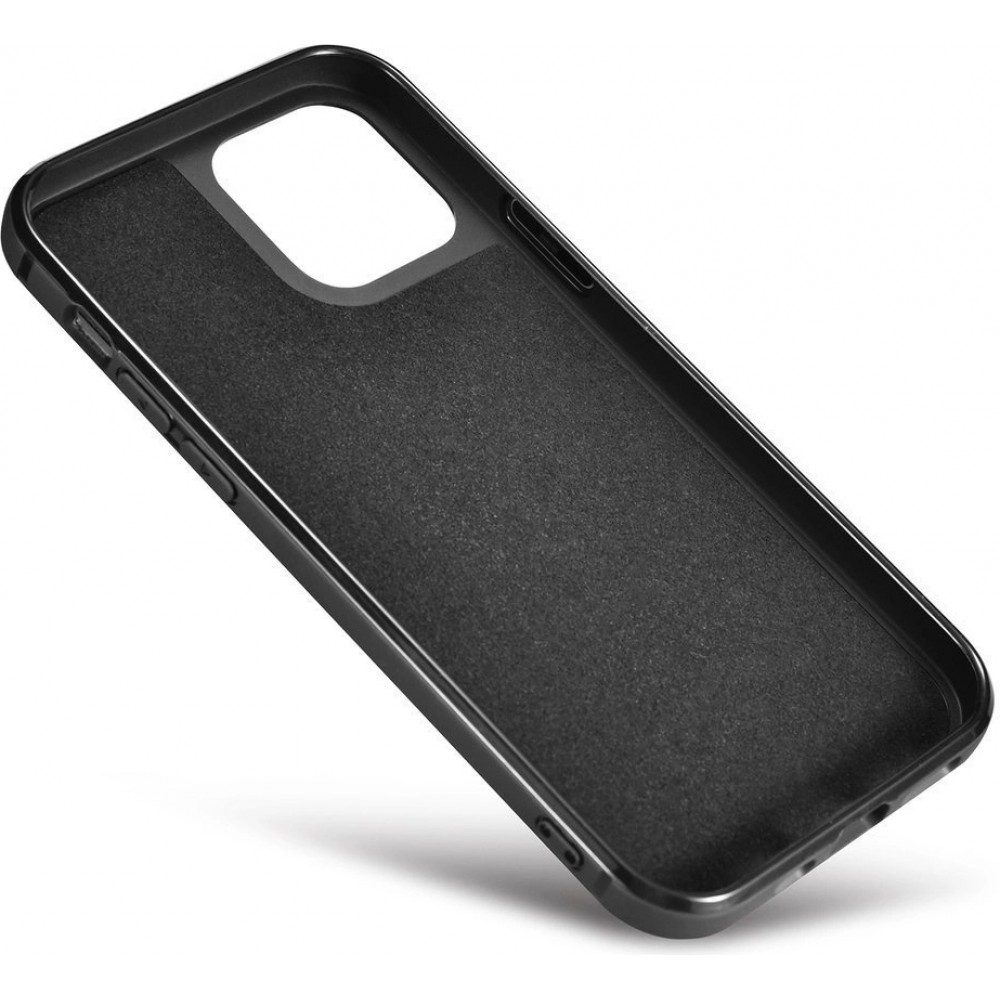 Coque iPhone 12 Pro Max - ICARER cuir v&eacute;ritable Oil Wax Premium - Noir
