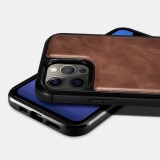 Coque iPhone 12 Pro Max - ICARER cuir v&eacute;ritable Oil Wax Premium - Noir
