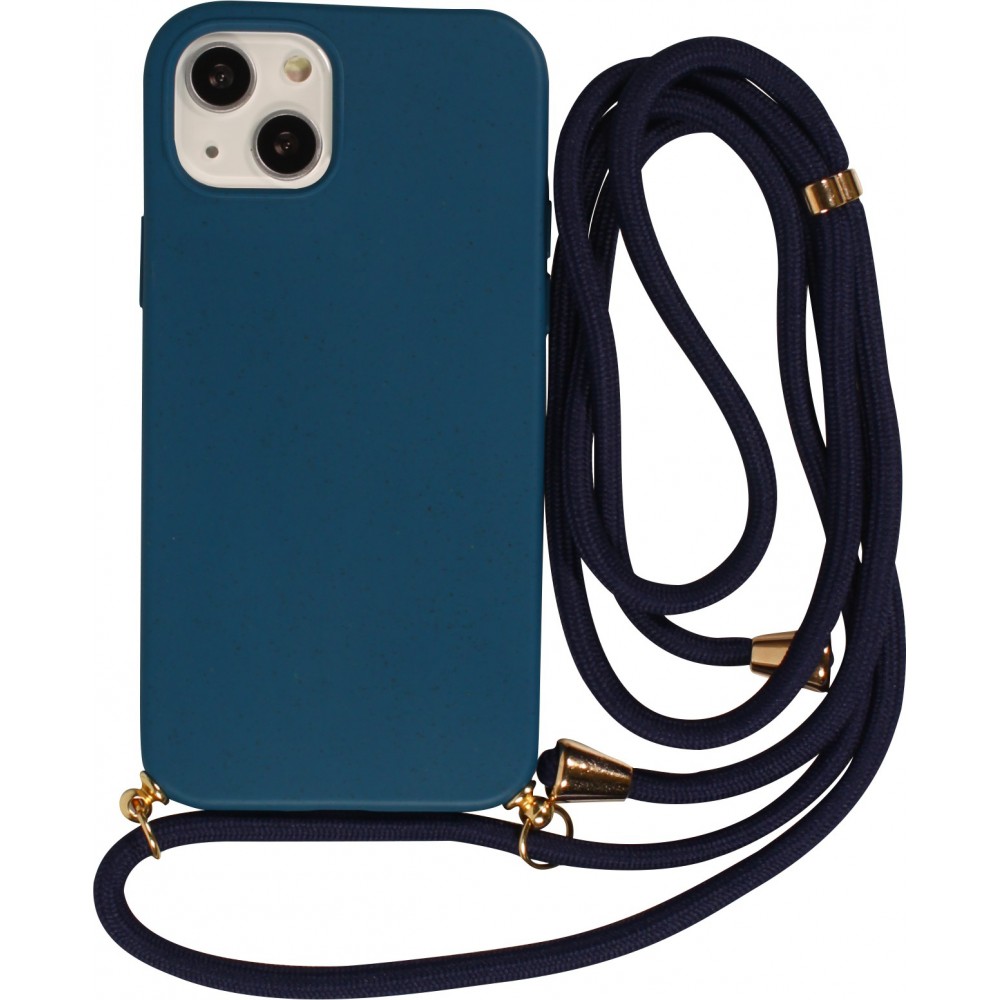 iPhone 16e Case Hülle - Bio Eco-Friendly Vegan mit Handykette Necklace blau