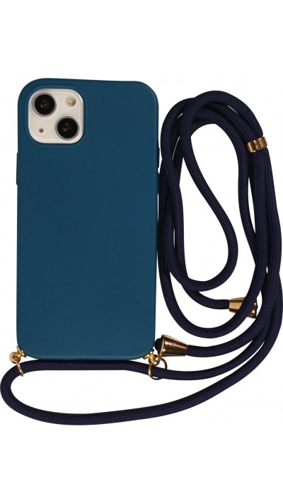 Hülle iPhone 13 mini - Bio Eco-Friendly Vegan mit Handykette Necklace blau