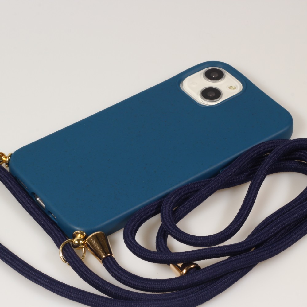 iPhone 16e Case Hülle - Bio Eco-Friendly Vegan mit Handykette Necklace blau