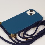iPhone 16e Case Hülle - Bio Eco-Friendly Vegan mit Handykette Necklace blau