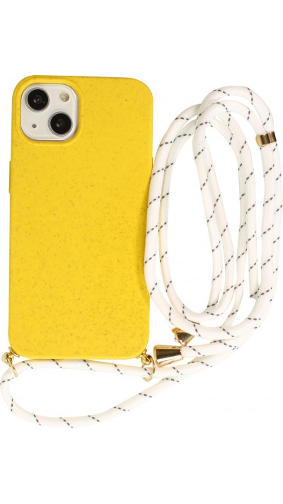 Hülle iPhone 13 mini - Bio Eco-Friendly Vegan mit Handykette Necklace - Gelb