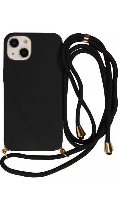 iPhone 15 Case Hülle - Bio Eco-Friendly Vegan mit Handykette Necklace - Schwarz