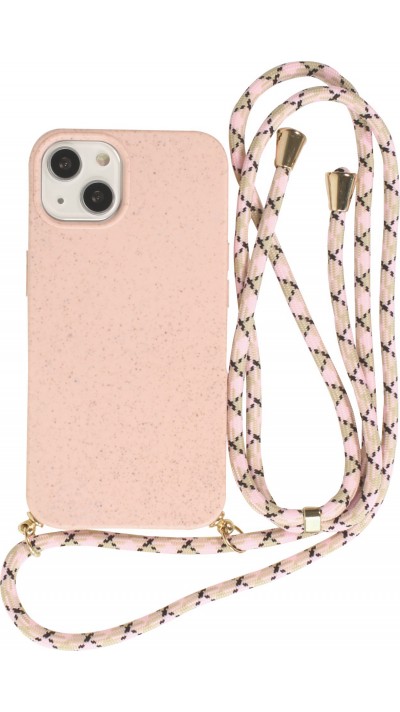 Hülle iPhone 13 mini - Bio Eco-Friendly Vegan mit Handykette Necklace - Rosa