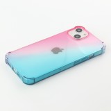 iPhone 15 Case Hülle - Gummi Bumper Rainbow mit extra Schutz für Ecken Antischock - rosa blau