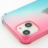 iPhone 15 Case Hülle - Gummi Bumper Rainbow mit extra Schutz für Ecken Antischock - rosa blau