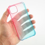 iPhone 15 Case Hülle - Gummi Bumper Rainbow mit extra Schutz für Ecken Antischock - rosa blau