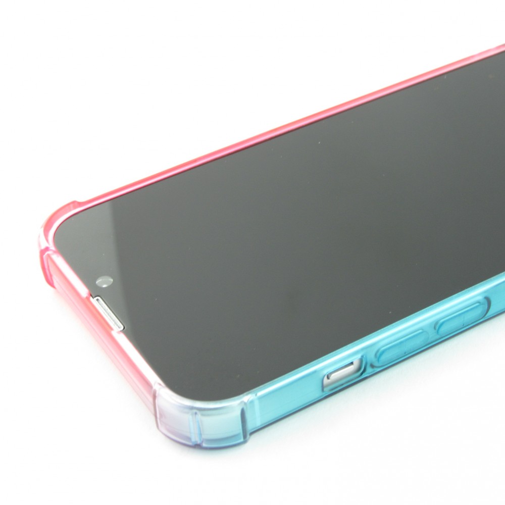 iPhone 15 Case Hülle - Gummi Bumper Rainbow mit extra Schutz für Ecken Antischock - rosa blau