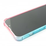 iPhone 15 Case Hülle - Gummi Bumper Rainbow mit extra Schutz für Ecken Antischock - rosa blau