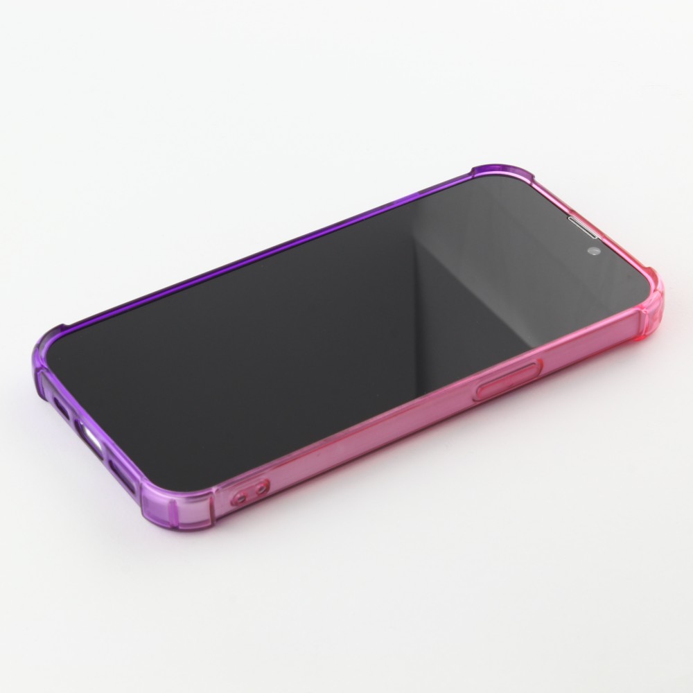 iPhone 16e Case Hülle - Gummi Bumper Rainbow mit extra Schutz für Ecken Antischock - rosa - Violett