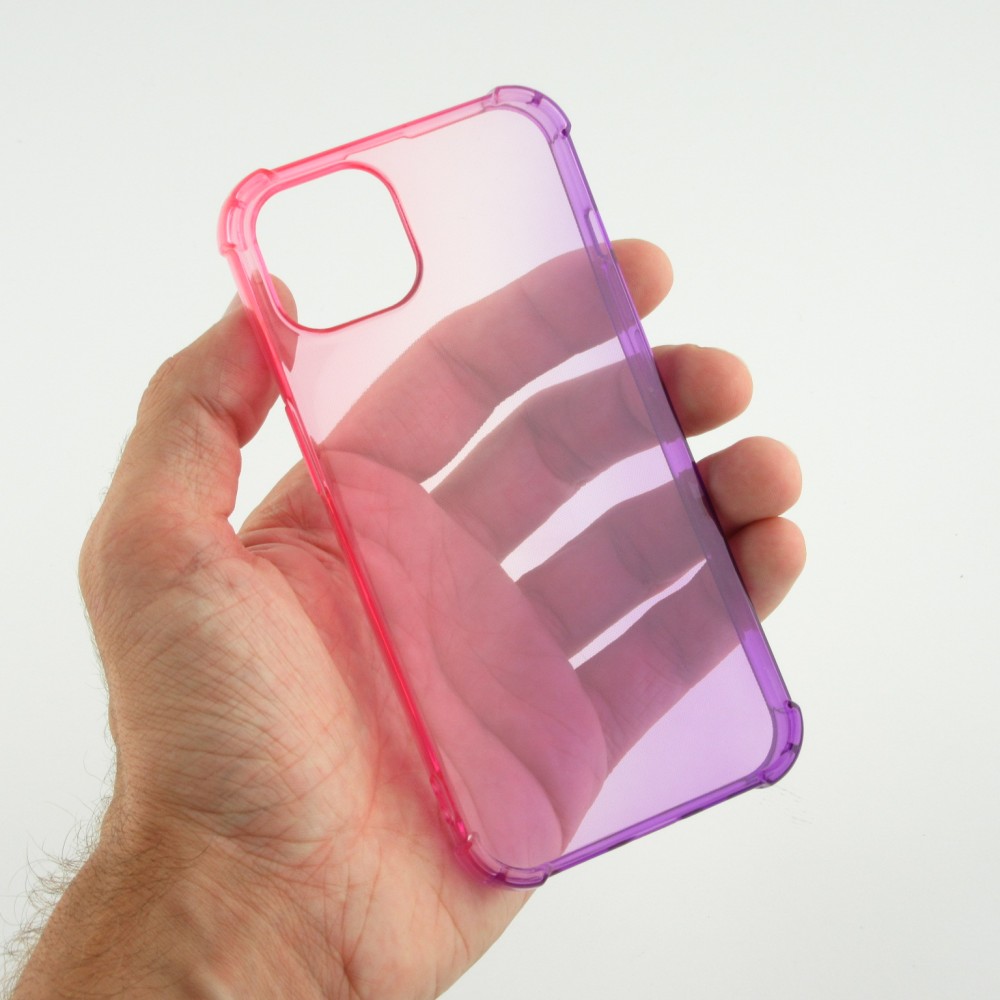 iPhone 16e Case Hülle - Gummi Bumper Rainbow mit extra Schutz für Ecken Antischock - rosa - Violett