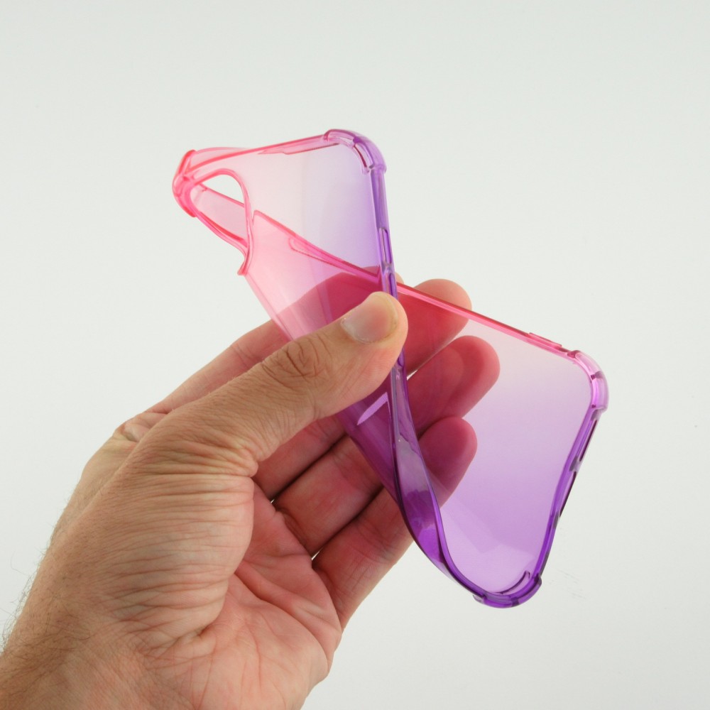 iPhone 16e Case Hülle - Gummi Bumper Rainbow mit extra Schutz für Ecken Antischock - rosa - Violett
