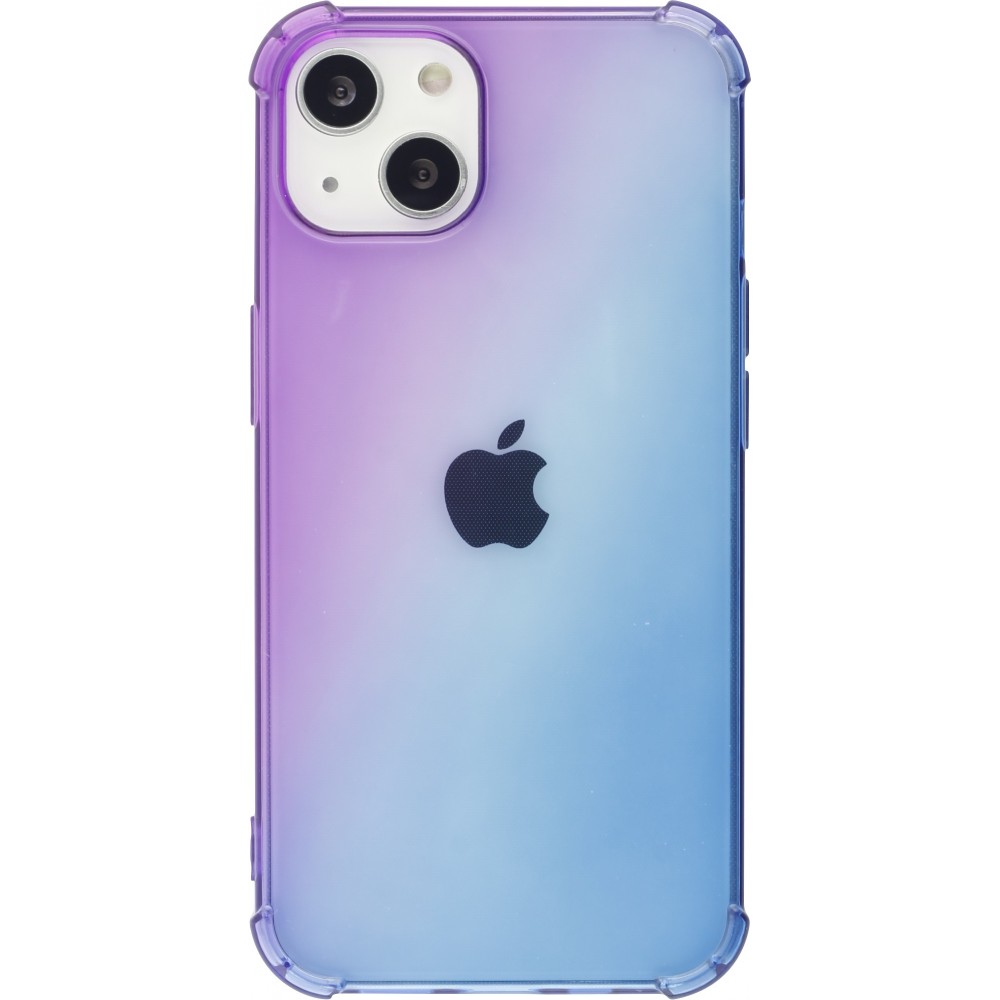 iPhone 16e Case Hülle - Gummi Bumper Rainbow mit extra Schutz für Ecken Antischock - violett blau