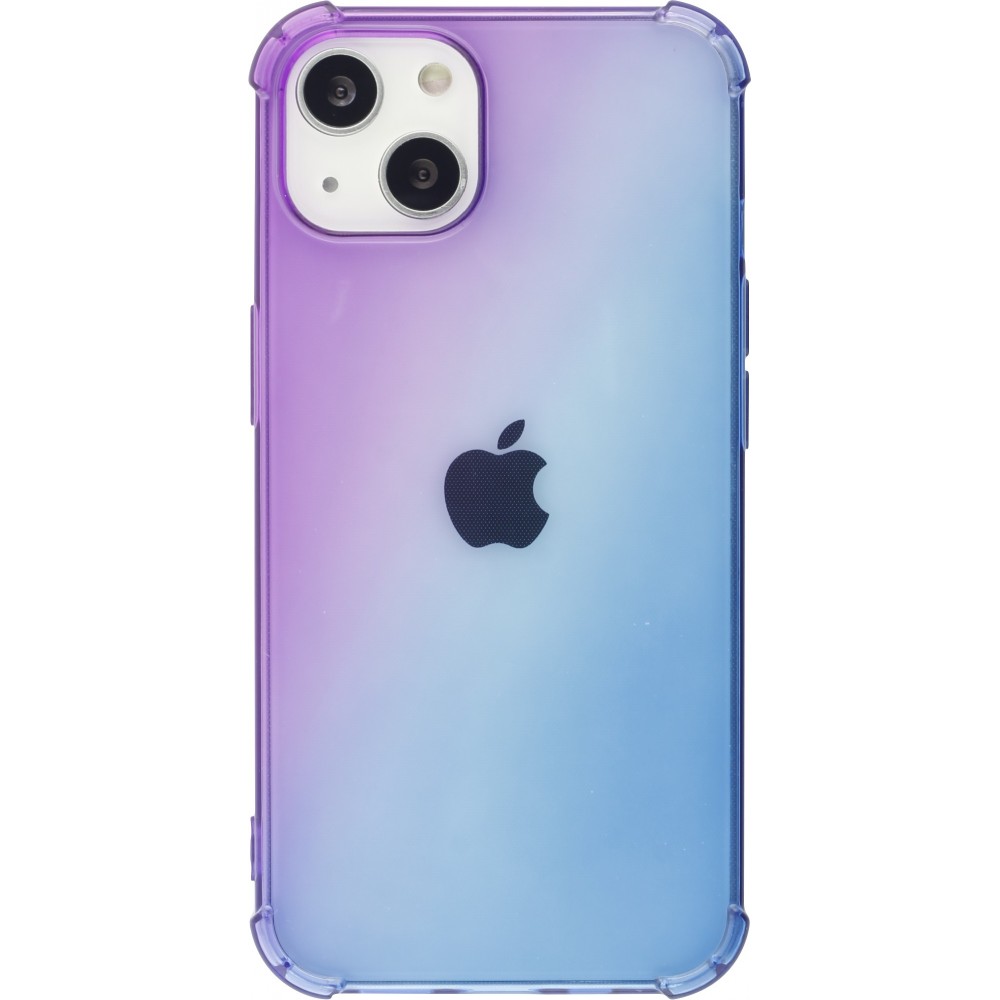 iPhone 15 Plus Case Hülle - Gummi Bumper Rainbow mit extra Schutz für Ecken Antischock - violett blau