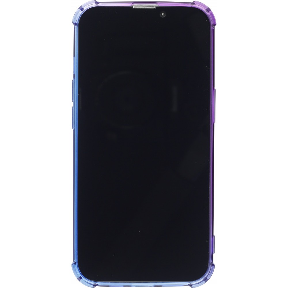 iPhone 15 Plus Case Hülle - Gummi Bumper Rainbow mit extra Schutz für Ecken Antischock - violett blau