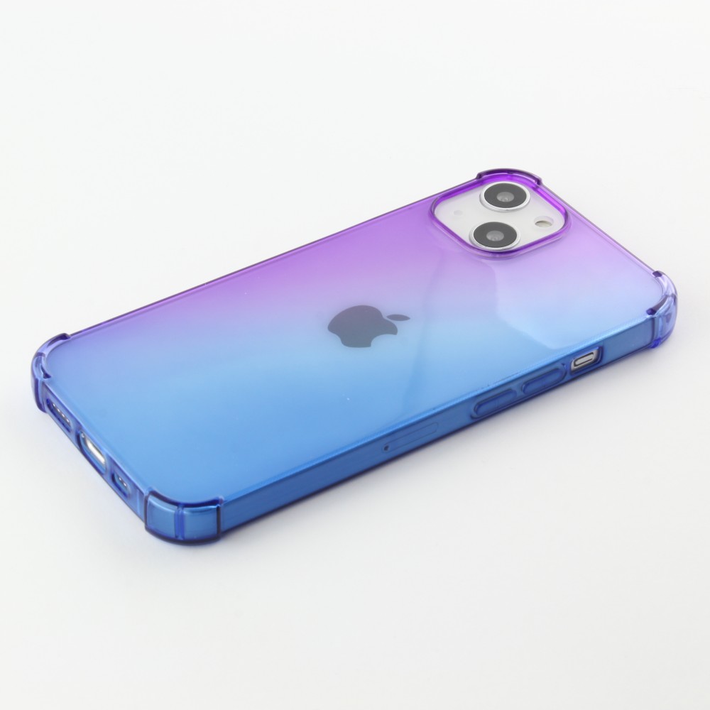 iPhone 16e Case Hülle - Gummi Bumper Rainbow mit extra Schutz für Ecken Antischock - violett blau