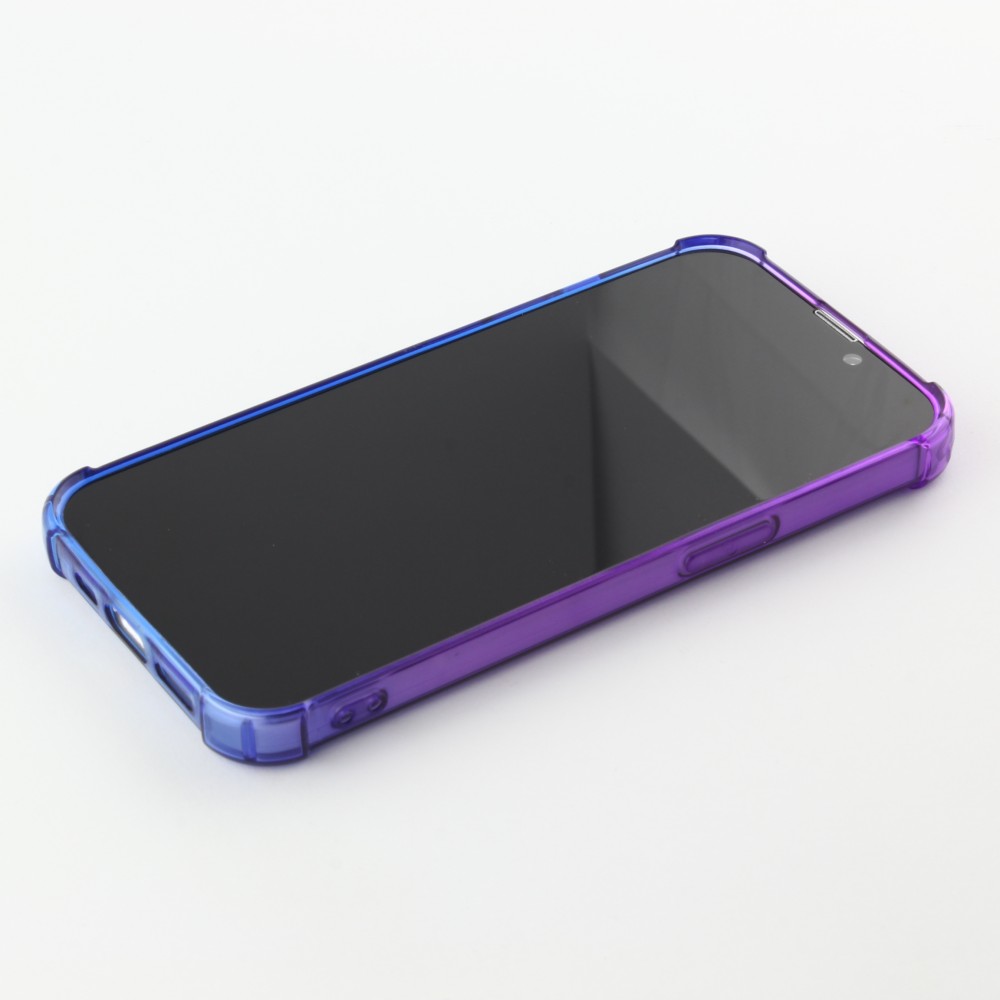 iPhone 16e Case Hülle - Gummi Bumper Rainbow mit extra Schutz für Ecken Antischock - violett blau