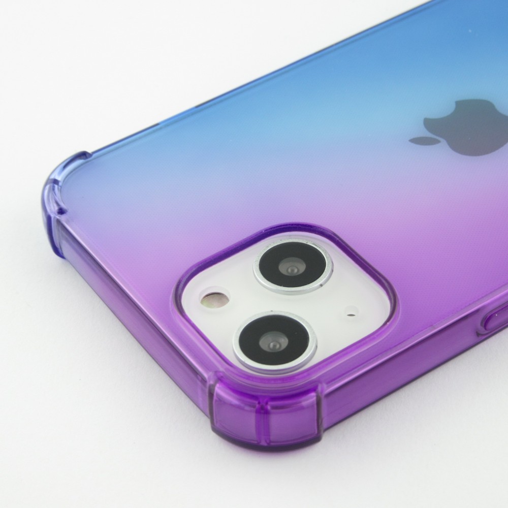 iPhone 16e Case Hülle - Gummi Bumper Rainbow mit extra Schutz für Ecken Antischock - violett blau
