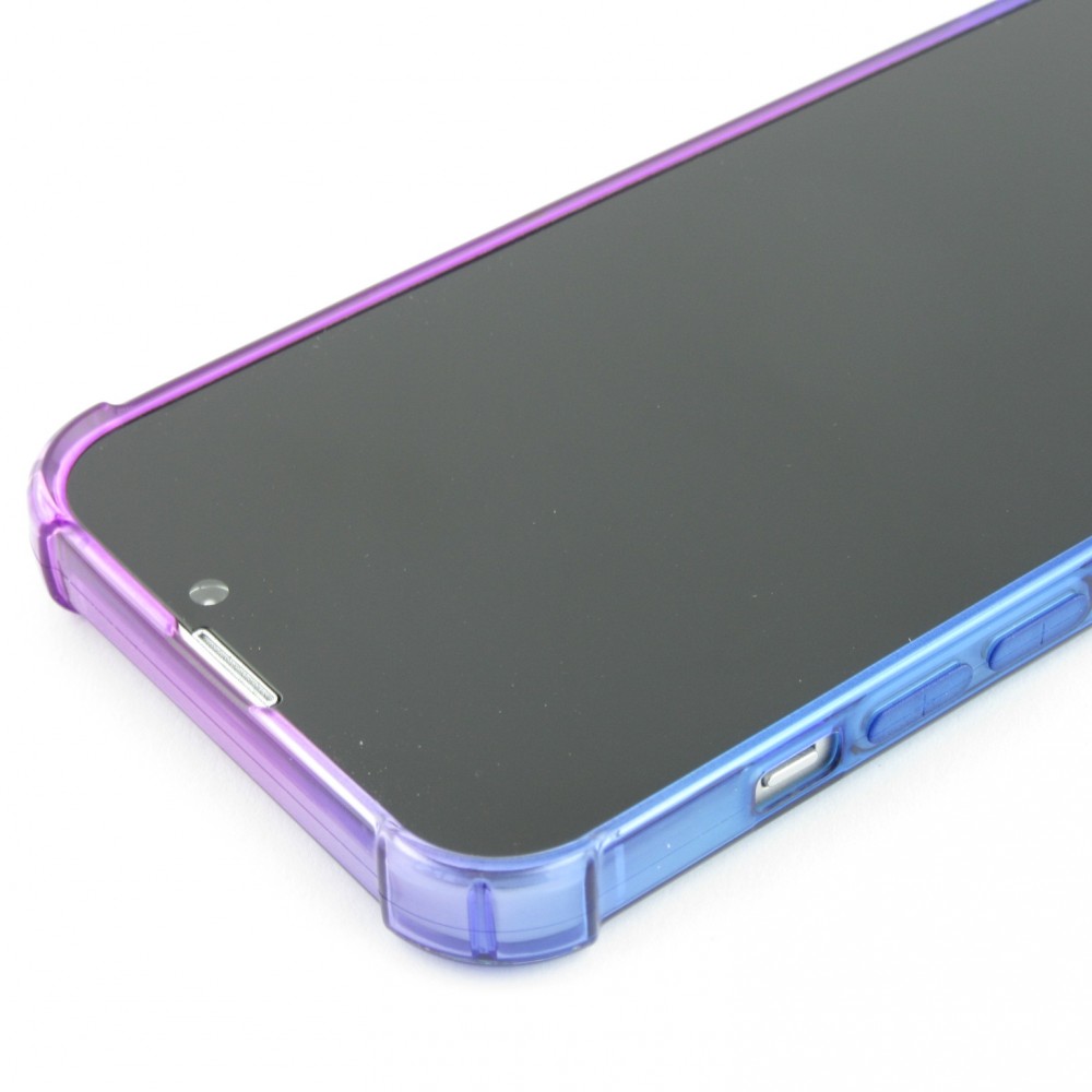 iPhone 16e Case Hülle - Gummi Bumper Rainbow mit extra Schutz für Ecken Antischock - violett blau