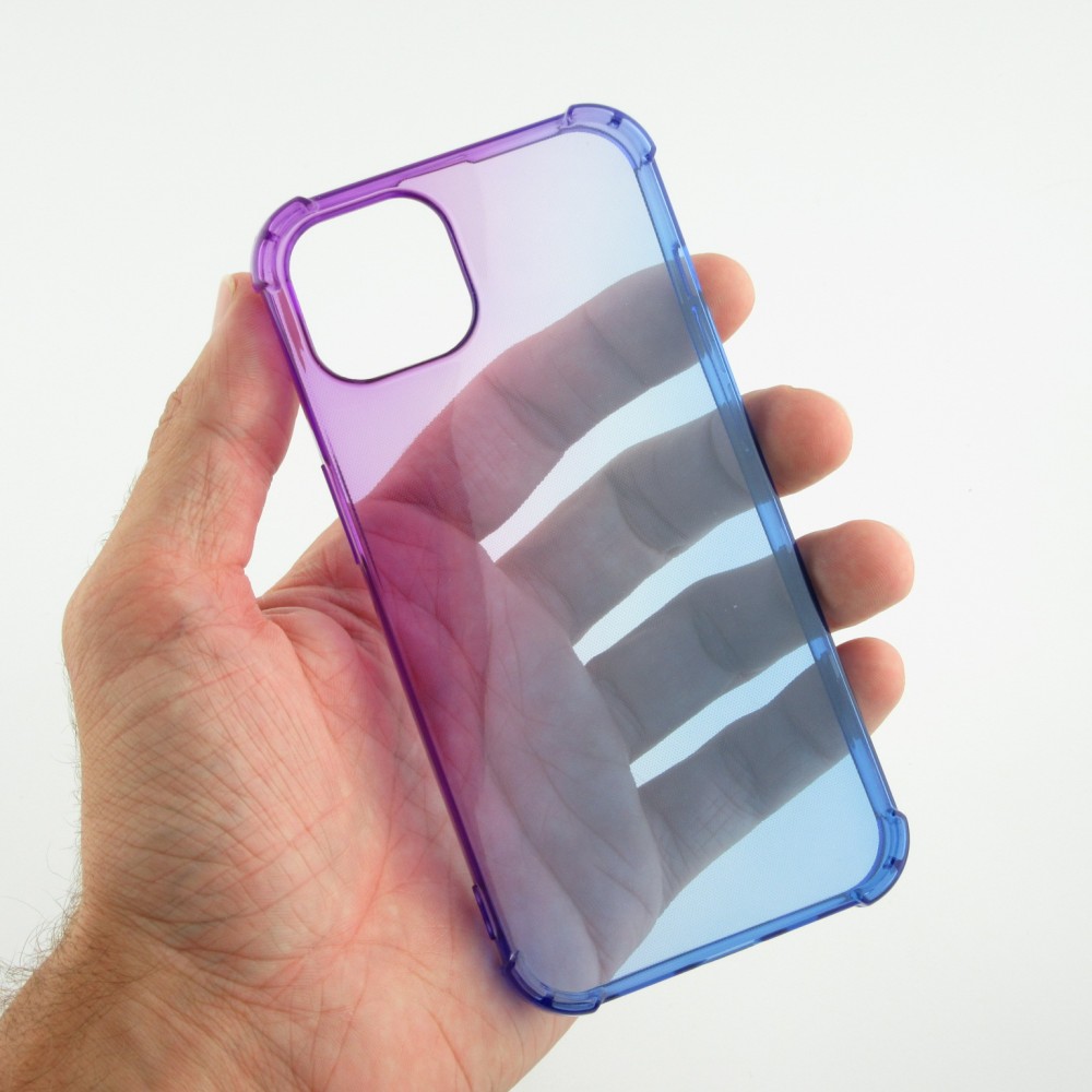 iPhone 16e Case Hülle - Gummi Bumper Rainbow mit extra Schutz für Ecken Antischock - violett blau