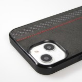 iPhone 15 Case Hülle - Carbomile Alcantara und Carbon mit roten Nähten (MagSafe kompatibel)