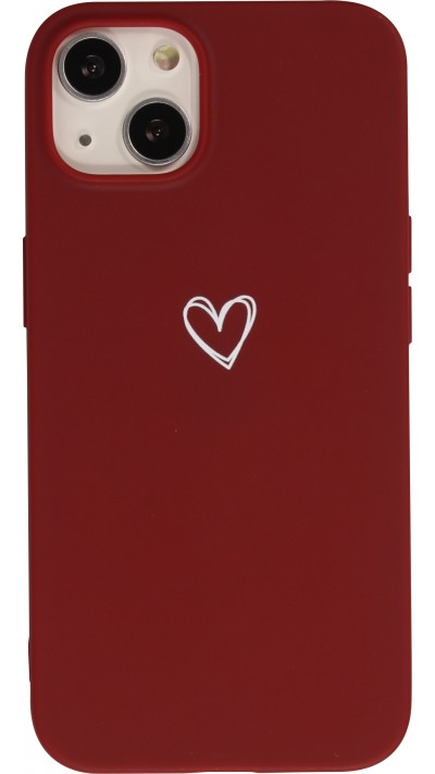 Hülle iPhone 13 - Gummi Herz - Rot