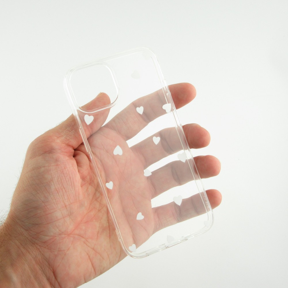 Hülle iPhone 13 mini - Gummi kleines Herz - Weiss
