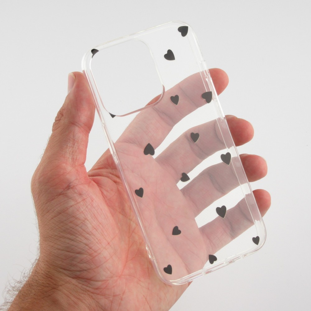Hülle iPhone 14 - Gummi kleines Herz - Schwarz