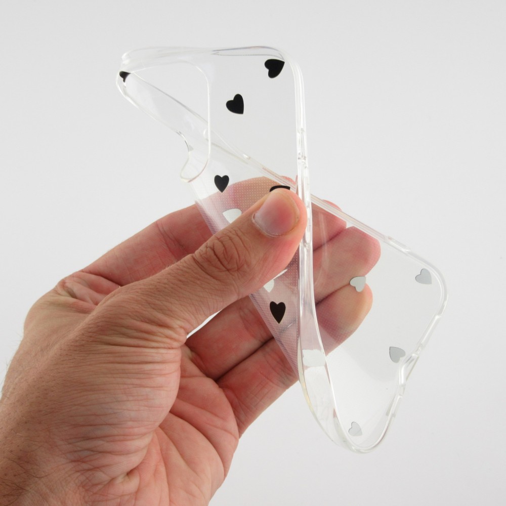 Hülle iPhone 14 - Gummi kleines Herz - Schwarz