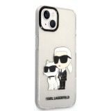 iPhone 13 Cover - Karl Lagerfeld und Choupette duo starres Glitzergel - Transparent