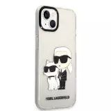 Coque iPhone 13 - Karl Lagerfeld et Choupette duo gel rigide pailleté - Transparent